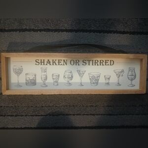 Wooden Kitchen Shaken or Stirred Wall Art Decor 16"X4 1/2"